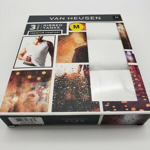 Van Heusen Men's White 3 Pack Ribbed Tanks Premium Comfort Top Medium 38-40